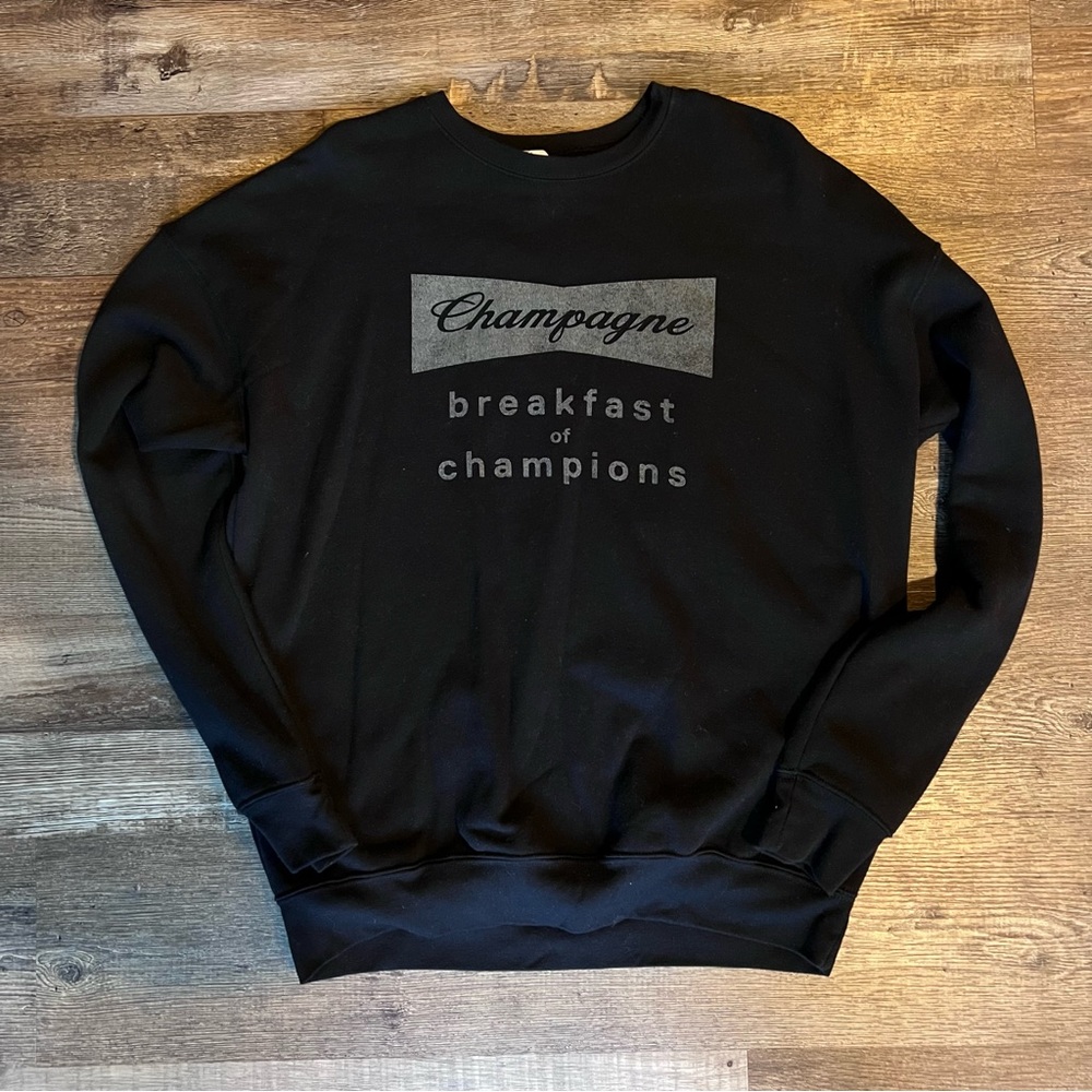 Champagne Black Crewneck Sweatshirt with Gray Logo